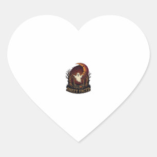 Sheet Faced Ghost Halloween Spooky Trees Moon_1 Heart Sticker
