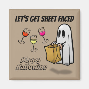 Sheet Faced Ghost Happy Hallowine Magnet