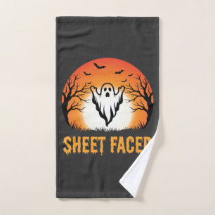 Sheet Faced Halloween Ghost Sunset Design Hand Towel