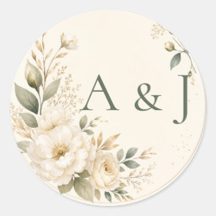 Sheet:Floral Monogram Ivory Wedding Envelope Seals