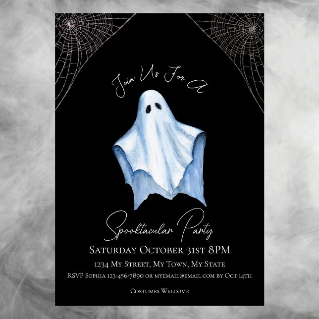 Sheet Ghost Adult Halloween Party gothic black  Invitation (Creator Uploaded)