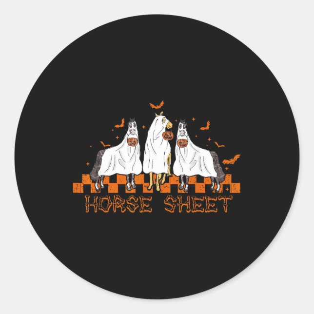 Sheet Halloween Ghost Horse Pumpkin Costume Boo  Classic Round Sticker (Front)