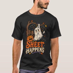 Sheet Happens Funny Ghost Halloween T-Shirt