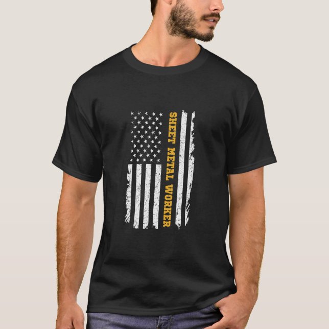 Sheet Metal Workers Us Flag  T-Shirt (Front)