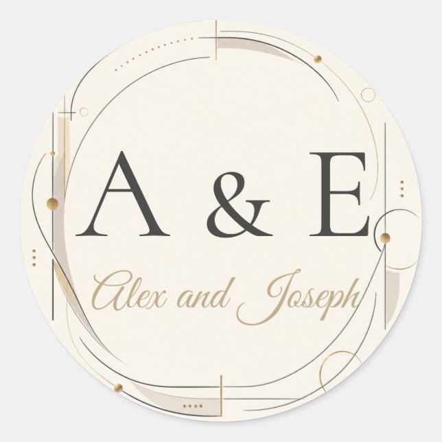 Sheet:Modern Monogram Wedding Envelope Seals (Front)