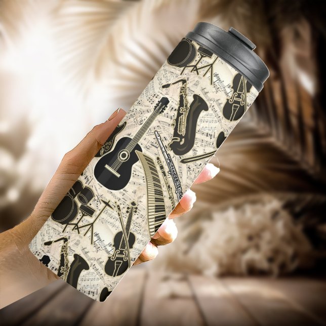 Sheet Music and Instruments Black/Gold ID481 Thermal Tumbler (Creator Uploaded)
