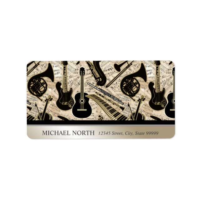 Sheet Music and Instruments Black/Gold Label (Front)