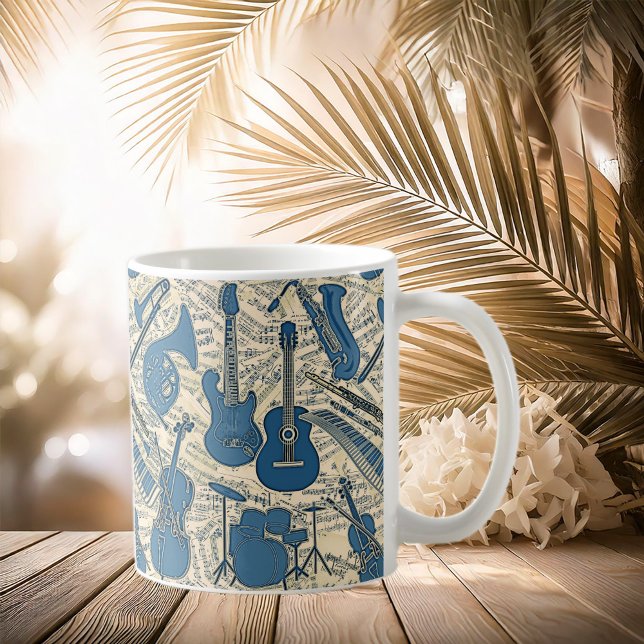 Sheet Music and Instruments Blue/Ivory ID481 Coffee Mug (Creator Uploaded)