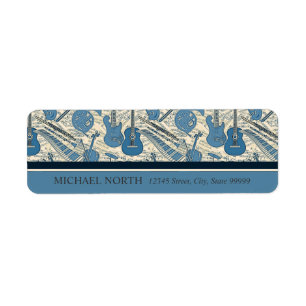 Sheet Music and Instruments Blue/Ivory ID481 Return Address Label