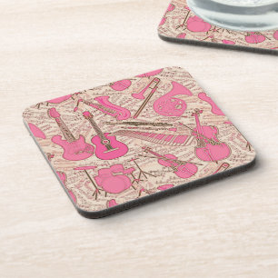 Sheet Music and Instruments Pink/Ivory ID481 Coaster
