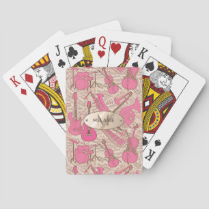 Sheet Music and Instruments Pink/Ivory ID481 Playing Cards