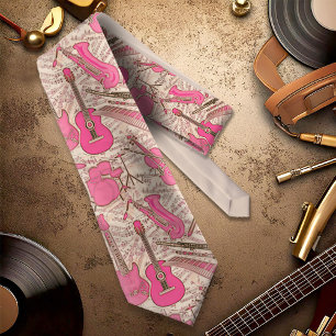 Sheet Music and Instruments Pink/Ivory ID481 Tie