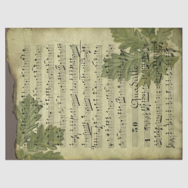 Sheet Music and Leaves on Distressed Decoupage (Front)