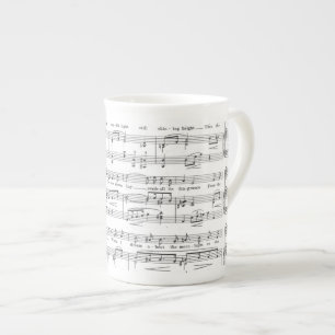 Sheet Music Black and White Pattern Bone China Mug