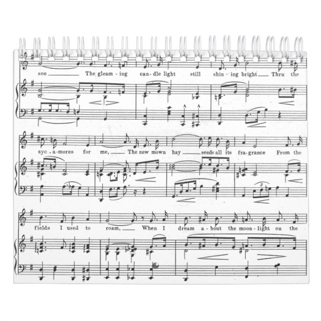 Sheet Music Black and White Pattern Calendar (Cover)