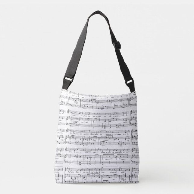 Sheet Music Black and White Pattern Crossbody Bag (Front)