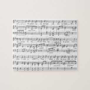 Sheet Music Black and White Pattern Jigsaw Puzzle