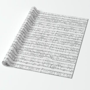 Sheet Music Black and White Pattern Wrapping Paper