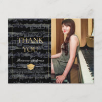 Sheet Music Black & Gold Photo Thank You