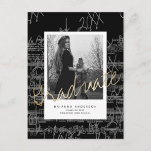Sheet Music Black Photo Graduation Announcement Postcard