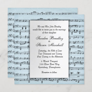 Sheet Music Blue Wedding Invitation