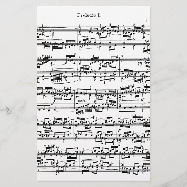 Sheet Music by Bach Stationery (Front)