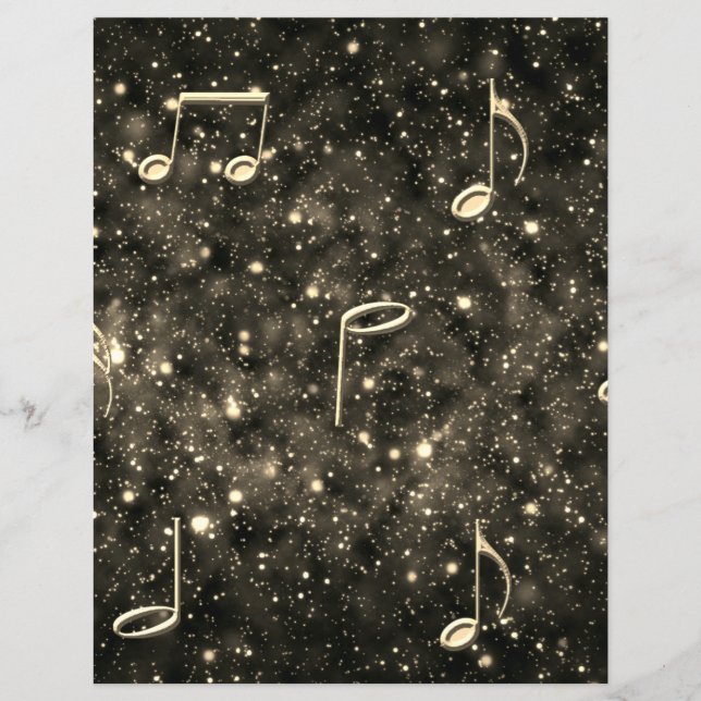 Sheet Music Collage Gold Black Scrapbooking Paper (Front)
