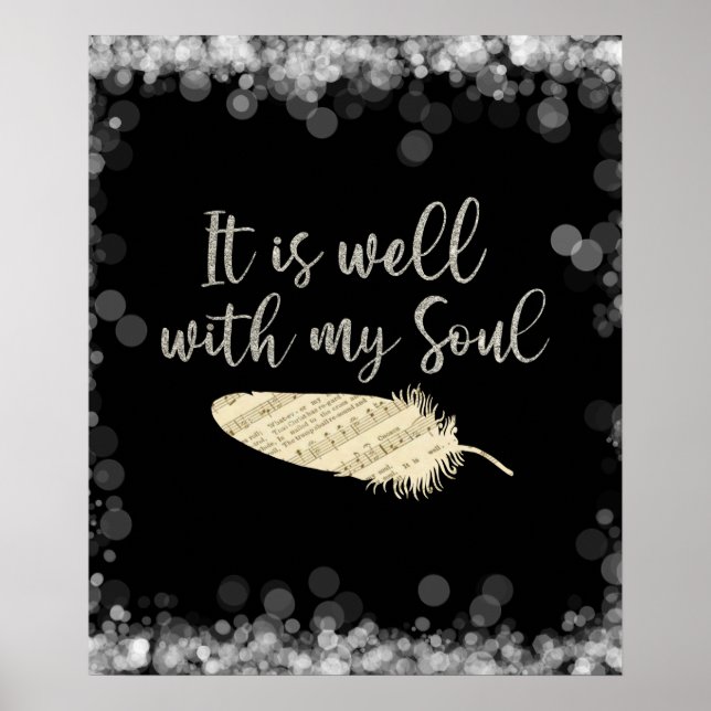 Sheet Music Feather with It Is Well with my Soul Poster (Front)