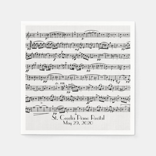 sheet music for piano recital napkin (Front)