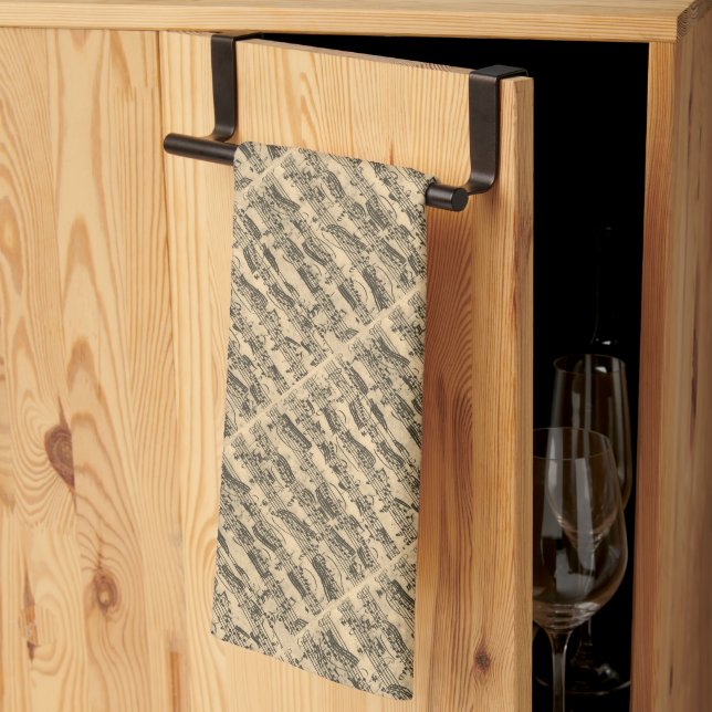 Sheet Music from JS Bach Tea Towel (Thirds Fold)