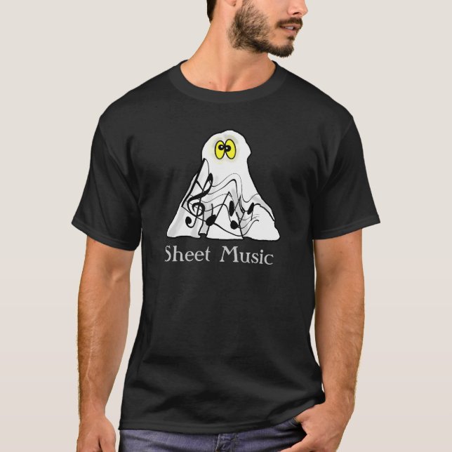 Sheet Music Ghost Halloween T-shirt (Front)
