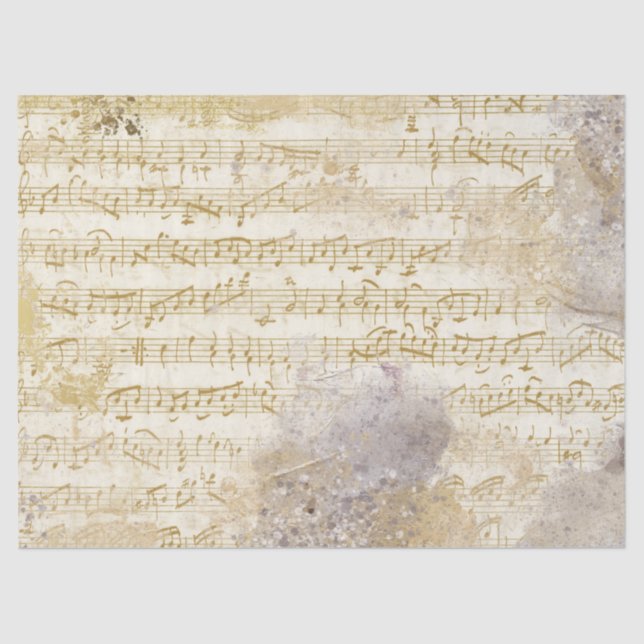 Sheet Music Gold and Silver Vintage Decoupage  (Front)