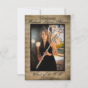 Sheet Music Graduation Announcement w/Photos 3x5