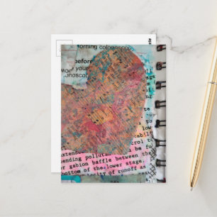 Sheet Music Heart Mixed Media Collage Postcard