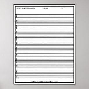 Sheet Music Manuscript Staff Line Clef  Poster