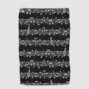Sheet Music Musical Notes Black and White Milonga Golf Towel
