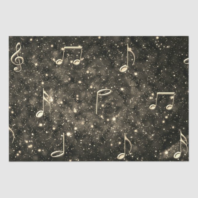 Sheet Music Notes Gold Black Decoupage (Front)