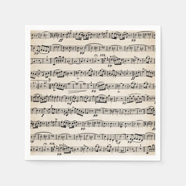 Sheet Music On Old Paper Napkin (Front)