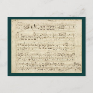Sheet Music on Parchment Handwritten in Ink Postcard