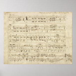 Sheet Music on Parchment Handwritten in Ink Poster