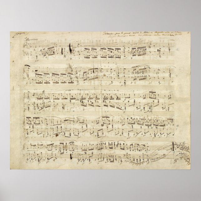 Sheet Music on Parchment Handwritten in Ink Poster (Front)