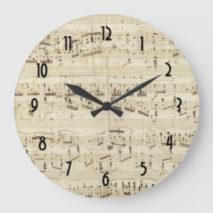 Sheet Music on Parchment Large Clock