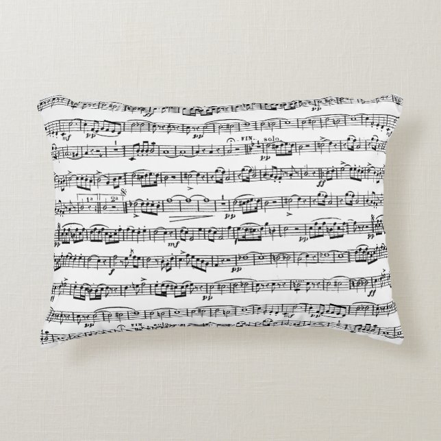 Sheet Music On White Decorative Cushion (Front)