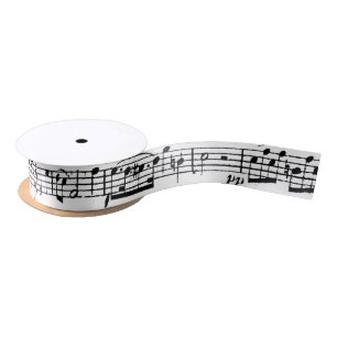 Sheet Music on White  Satin Ribbon