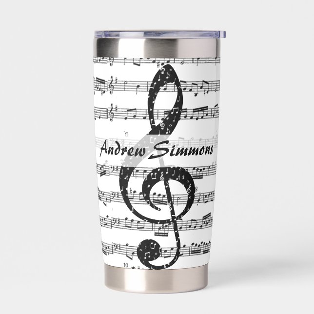 Sheet music personalised insulated tumbler (Left)