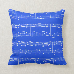 Sheet Music Pillow  Royal Blue