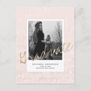 Sheet Music Pink Photo Graduation Announcement Postcard