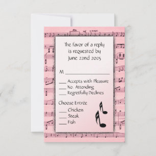 Sheet Music Pink RSVP Menu Choice