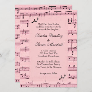 Sheet Music Pink Wedding Invitation