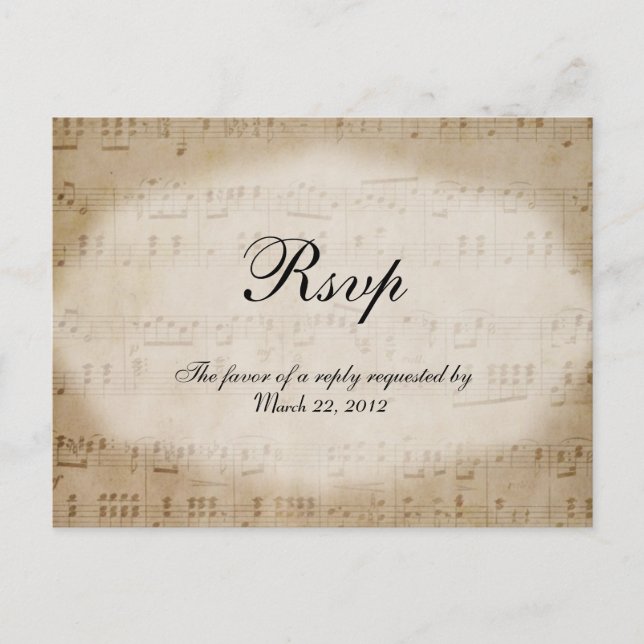 Sheet Music RSVP Dinner Choices Postcard (Front)